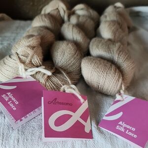 Artesano Alpaca Silk Lace Yarn Lot Of 3 - Light Camel NWT